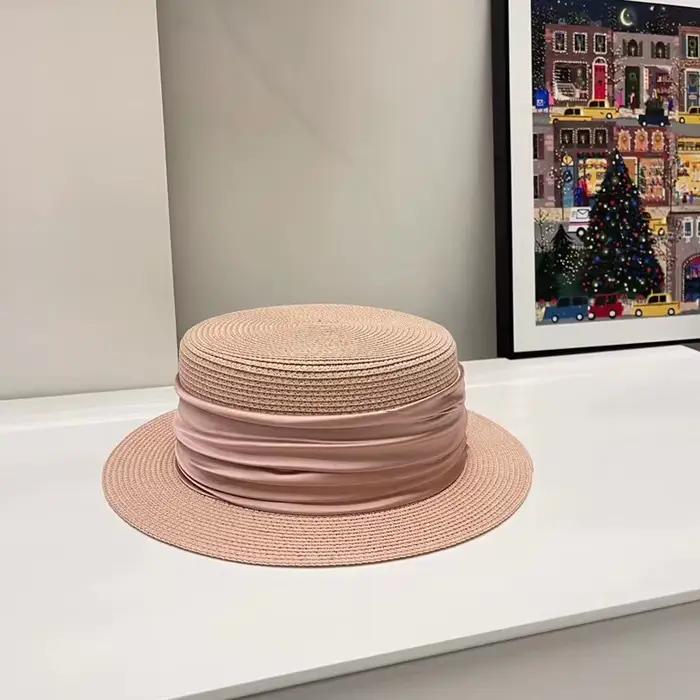 Chapeau de paille français à bord plat pour femme