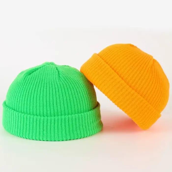 2024 nouveau chapeau hommes hiver couleur unie tout-match pastèque Hip Hop vente chaude tricot