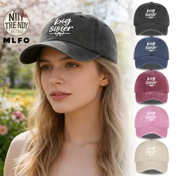 Nouvelle casquette de baseball tendance « Big Sister » à imprimé cœur et nœud