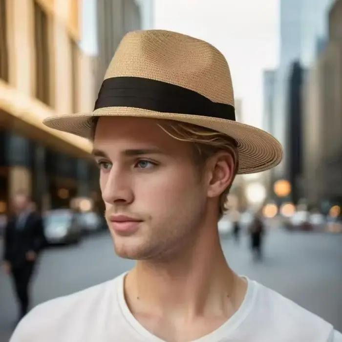 Chapeau Fedora en paille pour femmes et hommes