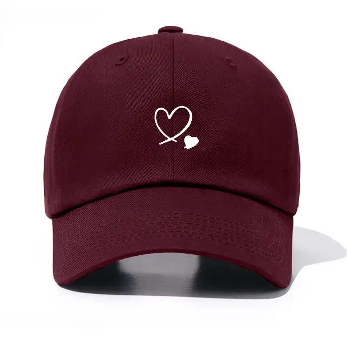 Casquette de baseball imprimée cœurs en blanc beige bleu marine bourgogne gris kaki rose noir pour hommes et femmes classique décontracté élégant cadeau famille amis