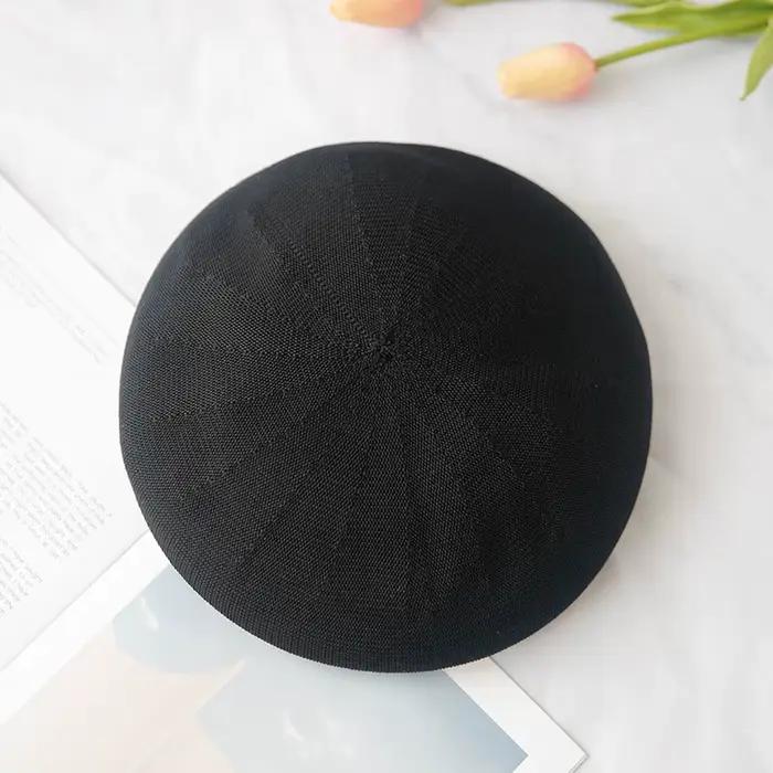 Béret chapeau pour femmes tricoté en polyester, design moderne et rétro, style sport, printemps été, polyvalent pour toutes les occasions, mode décontracté