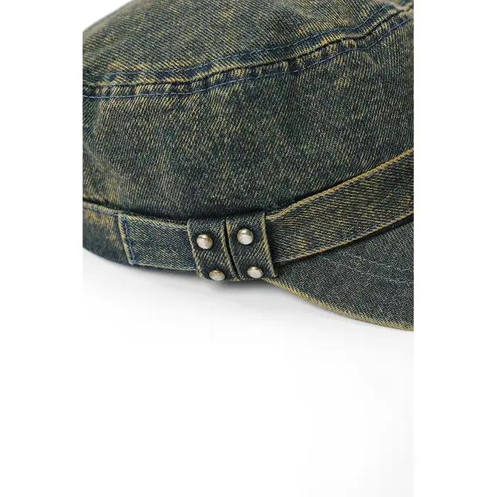 ELFSACK Casquette de cadet en jean délavé rétro avec décor en métal en forme de cœur