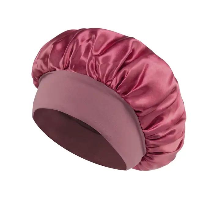 Bonnet de sommeil en soie pour femmes, style littéraire rétro, pop élégant, protection des cheveux bouclés, nuit de repos confortable, cadeau idéal pour les occasions spéciales