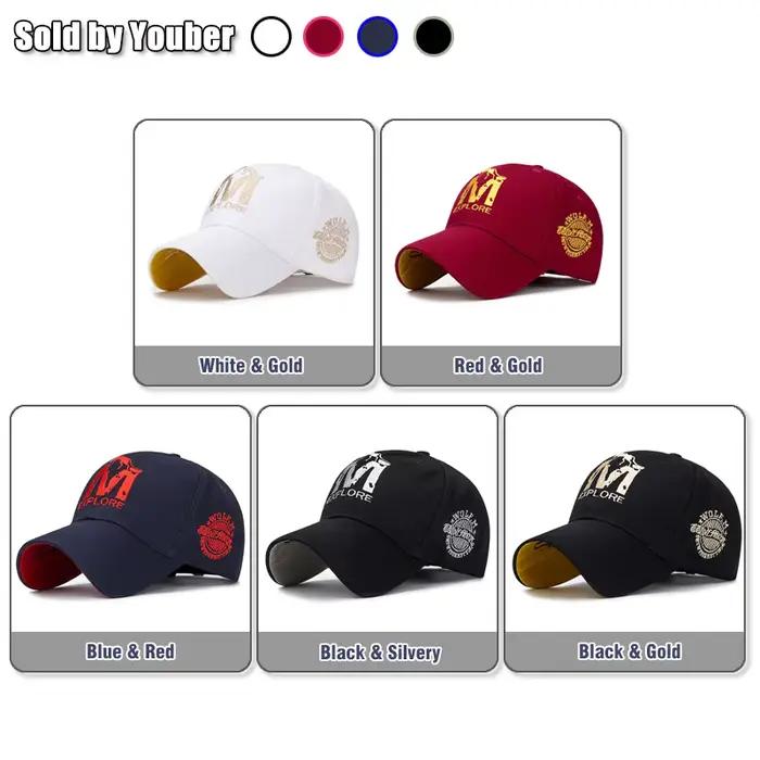 Casquette de baseball réglable en coton avec broderie Totem Loup lettre M