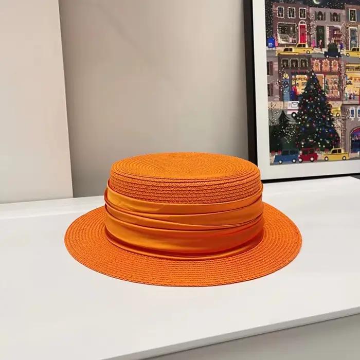 Chapeau de paille français à bord plat pour femme
