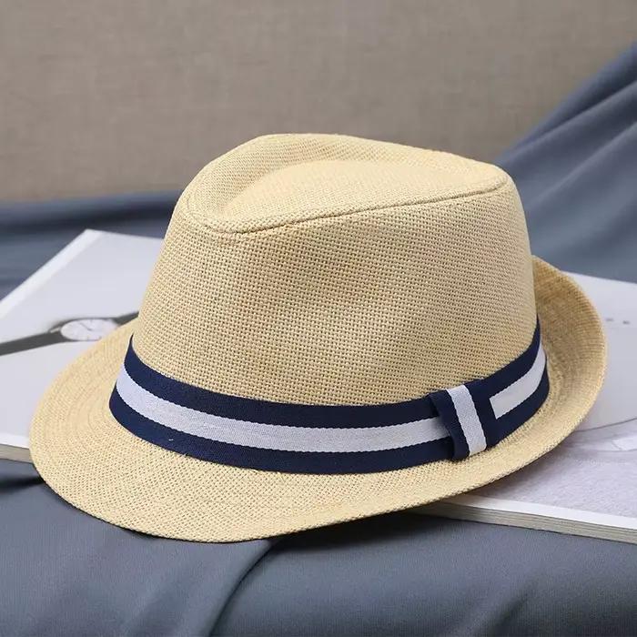 Chapeau de gentleman homme moyen âgé ombrage mode jazz loisirs plein air été nouveau style formel paille solide printemps été décontracté