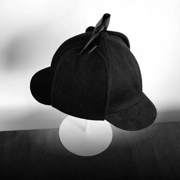 Chapeau Sherlock Holmes Deerstalker unisexe de style britannique pour l'automne et l'hiver