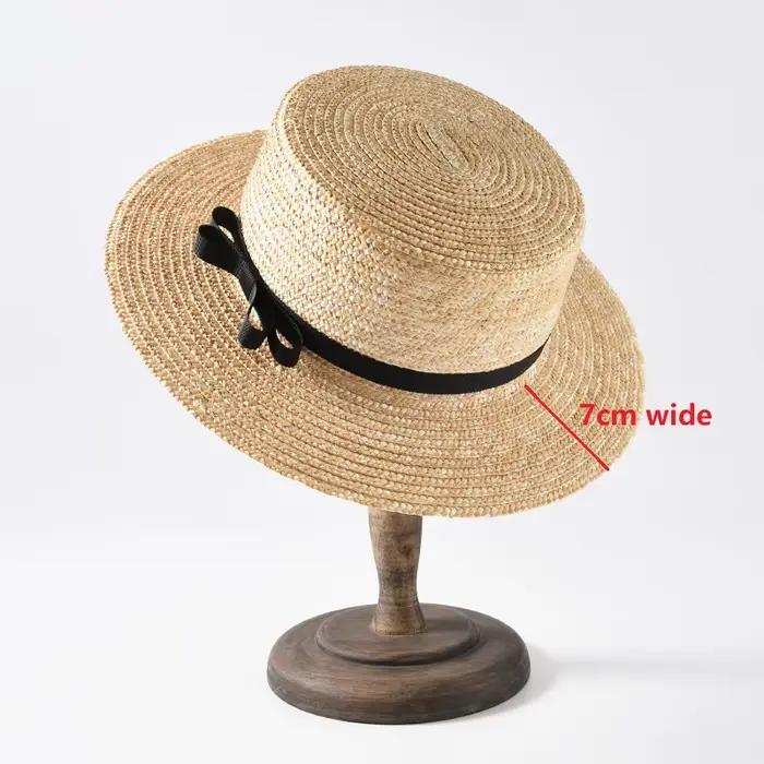 Chapeau de paille plat à large bord pour femme