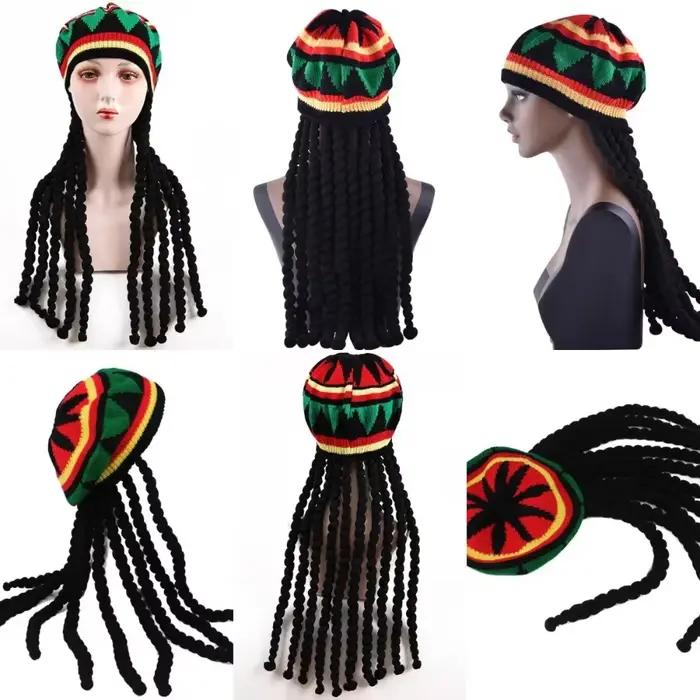Faux tresses Dreadlocks bonnet chapeau jamaïcain Rasta Reggae casquette Crochet tricoté crâne