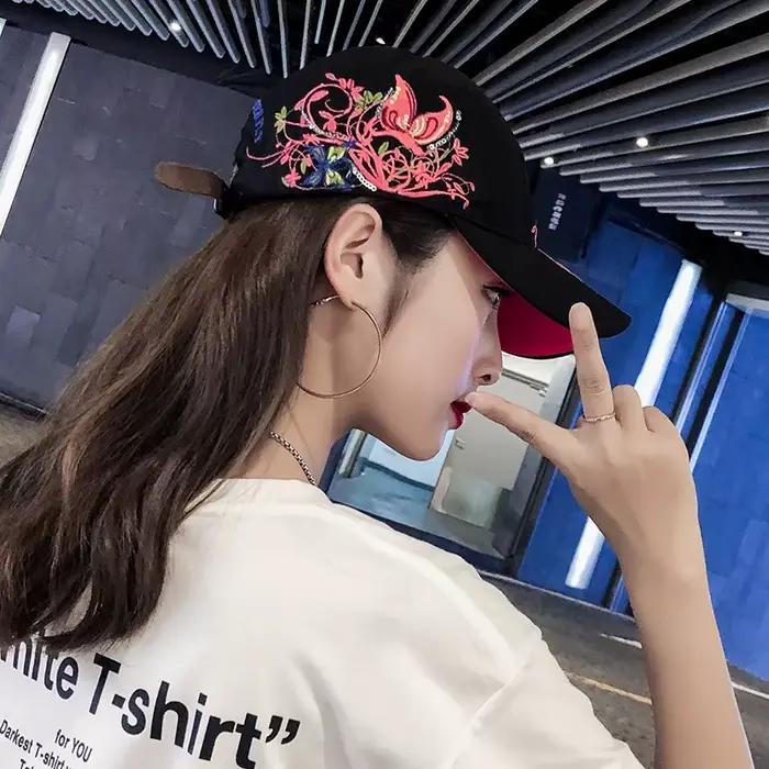 Casquette de baseball femmes brodé fleur chapeau