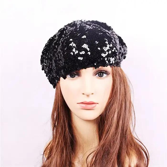 Femmes paillettes bonnet casquette