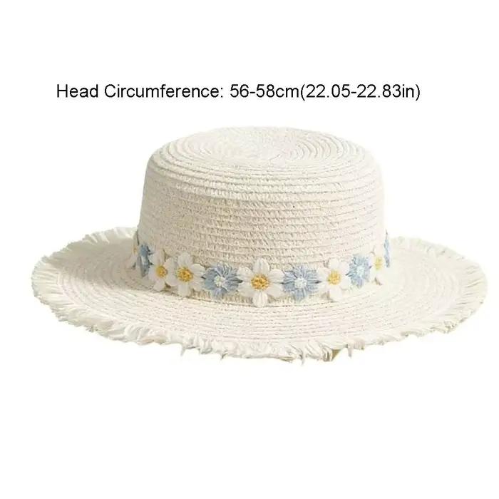 Chapeau de paille élégant à large bord avec fleur