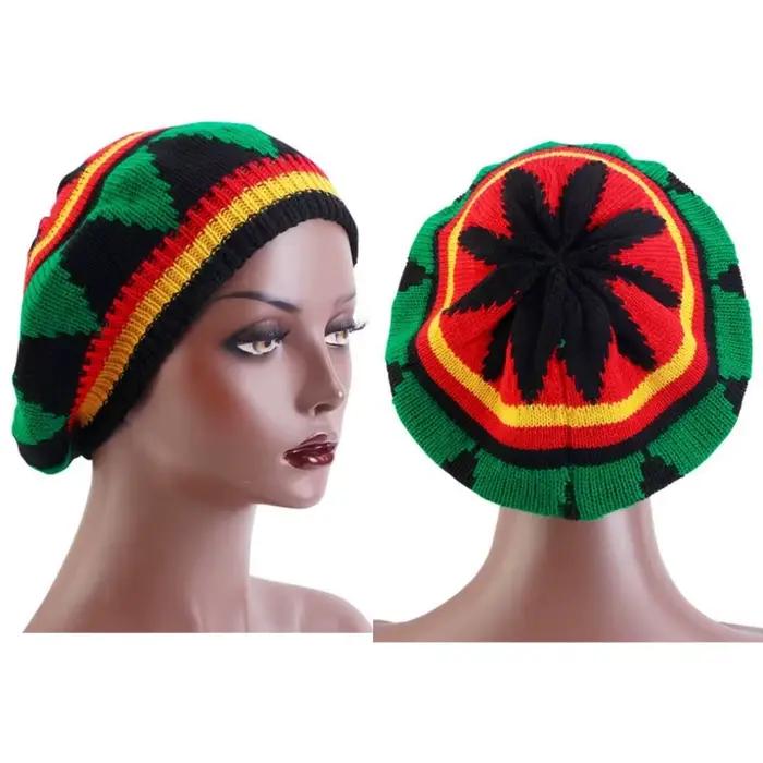 Chapeau tricoté imprimé multicolore jamaïcain