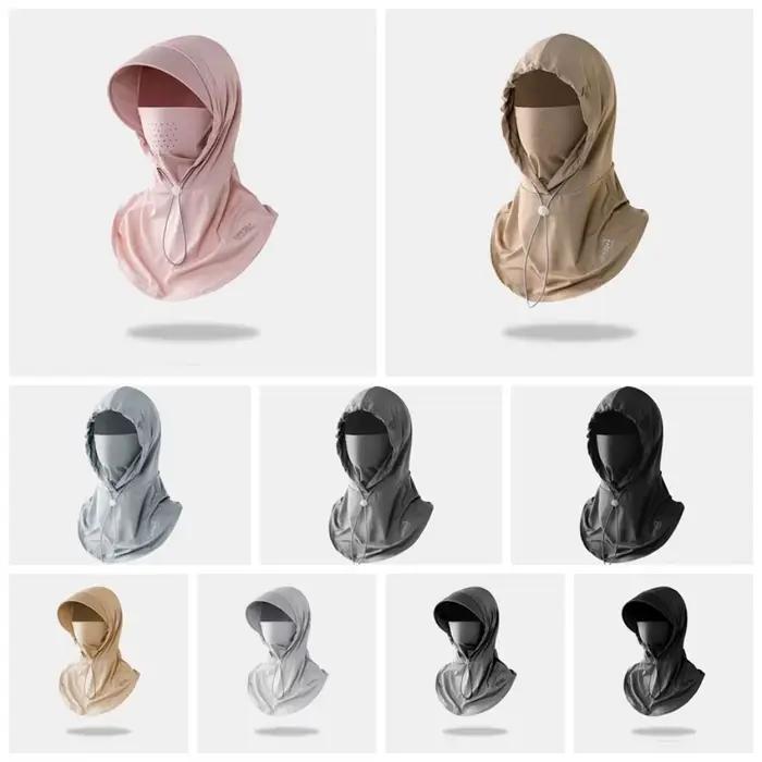 Cagoule anti-UV en soie glacée respirante et fine