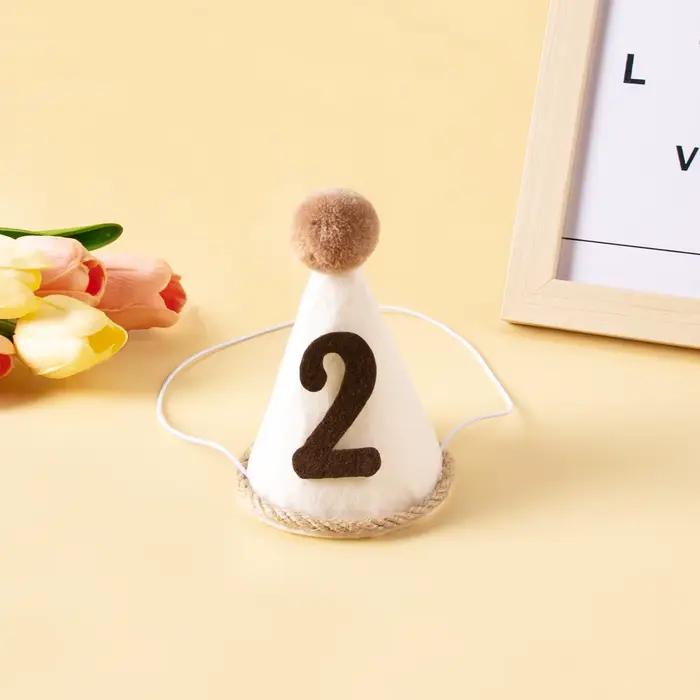 Chapeau de ixavec Boule de Fourrure pour Premier Anniversaire de Bébé