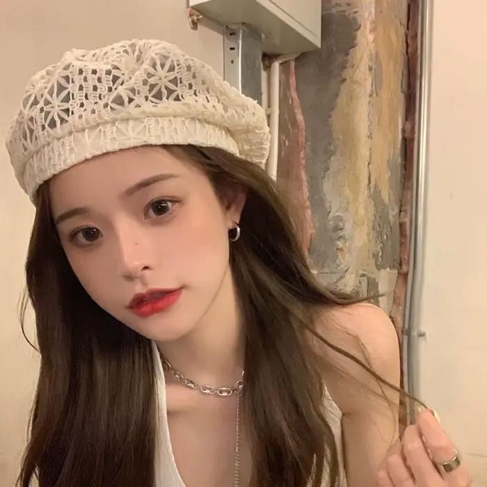 Nouveau Béret en Dentelle Multicolore de Haute Qualité