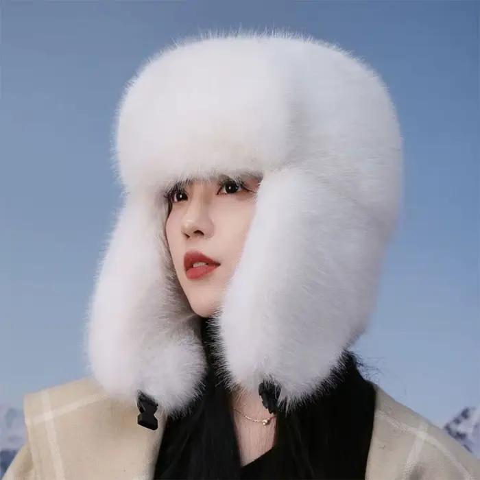 Nouveau épaissir fausse fourrure Bomber chapeau hiver chaud Protection des oreilles russie Ushanka