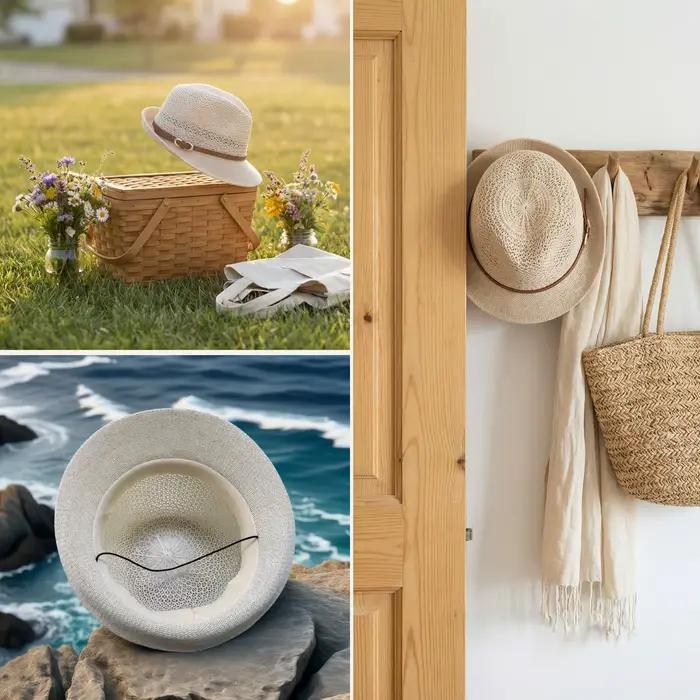 Chapeau de paille brodé élégant pour femme - Accessoire de mode estival | Structure tricotée