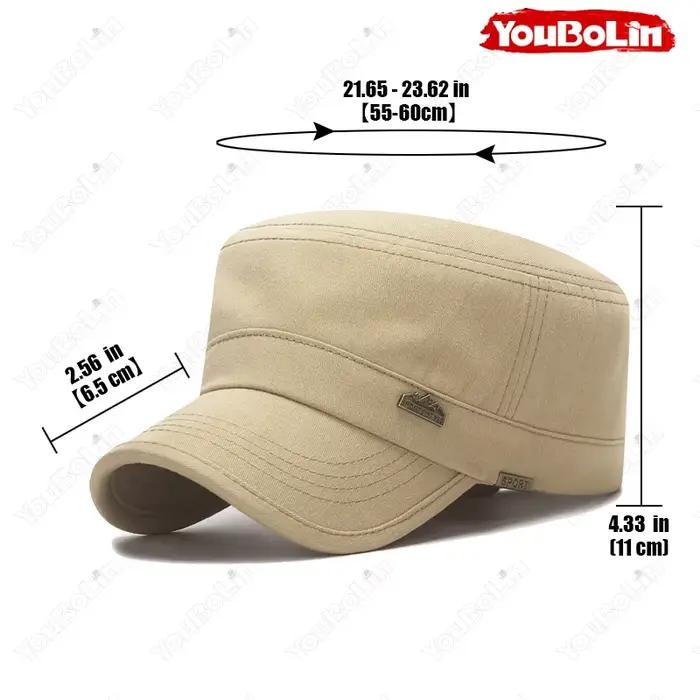 Casquette militaire à calotte plate pour homme pour les journées à la plage – Chapeau léger de protection solaire pour