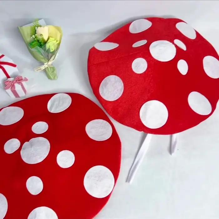 Amanita Muscaria Chapeau de champignon-chapeau de costume d'Halloween tacheté rouge et blanc pour cosplay et fête