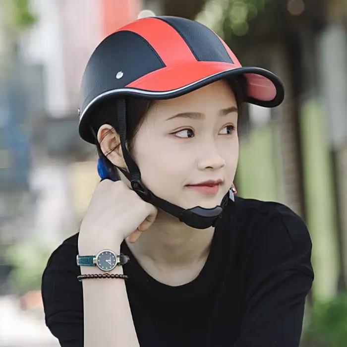 Casquette de Baseball classique Style casque de vélo sangle réglable sécurité moto demi-casque dur demi-visage