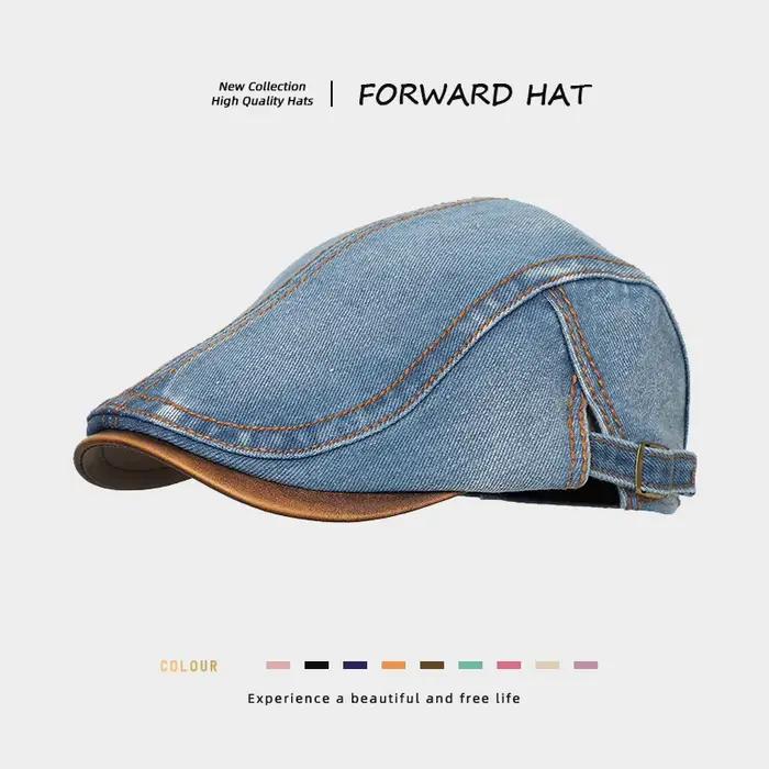 Béret en Denim délavé Vintage