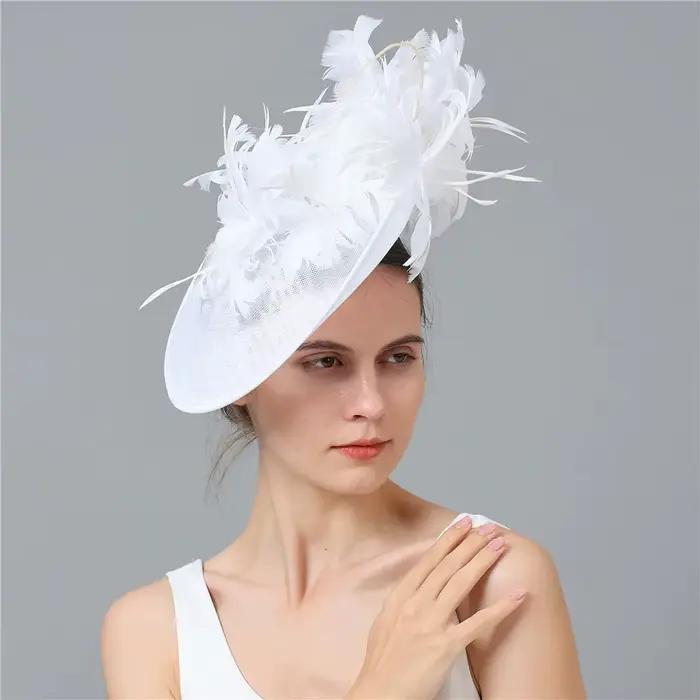 Fascinateur en polyester et plumes pour femmes, épingles à cheveux avec plumes, couvre-chef élégant pour mariages et courses de prestige