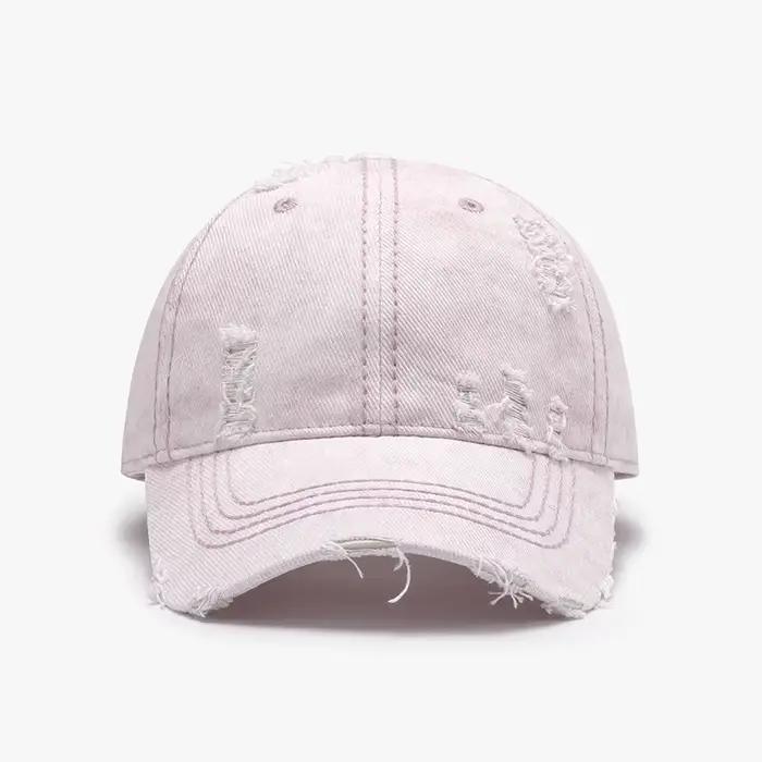 Casquette de baseball unisexe en denim de coton délavé et déchiré
