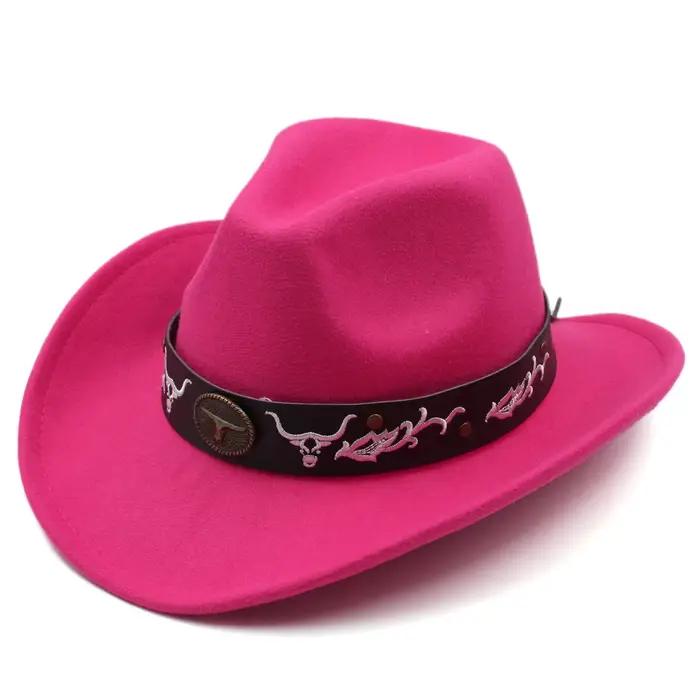 Chapeau de cowboy classique Mistdawn unisexe, polyester et coton, large bord, tête de taureau brodée, multifonctionnel pour homme et femme, occasions spéciales et quotidienne