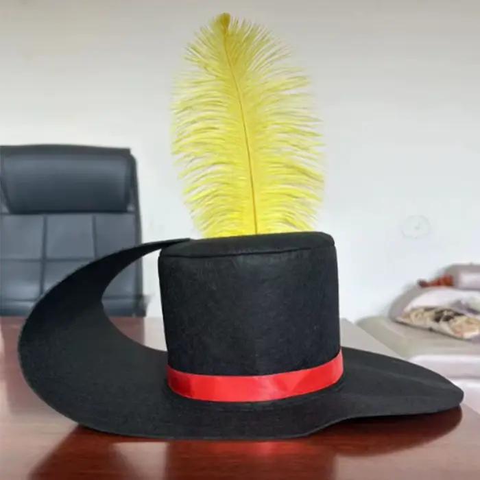 Chapeau de costume de bonhomme de neige noir avec plumes simulées