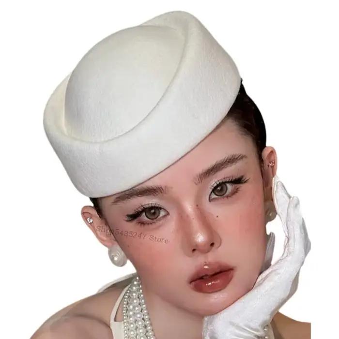 Chapeau feutré respirant look féminin bureau décontracté coiffeur top headwear h7ef