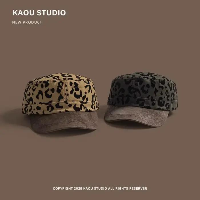 Maillard Style rétro imprimé léopard casquettes de Baseball femmes montrer visage petit printemps automne rue tendance polyvalent Hip Hop plat chapeau haut-de-forme