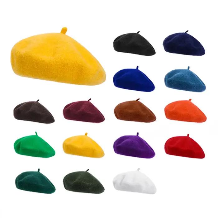 Béret vintage pour enfants uni polyester coton doux pour filles et garçons occasions spéciales automne hiver