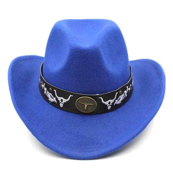 Chapeau de cowboy classique Mistdawn unisexe, polyester et coton, large bord, tête de taureau brodée, multifonctionnel pour homme et femme, occasions spéciales et quotidienne