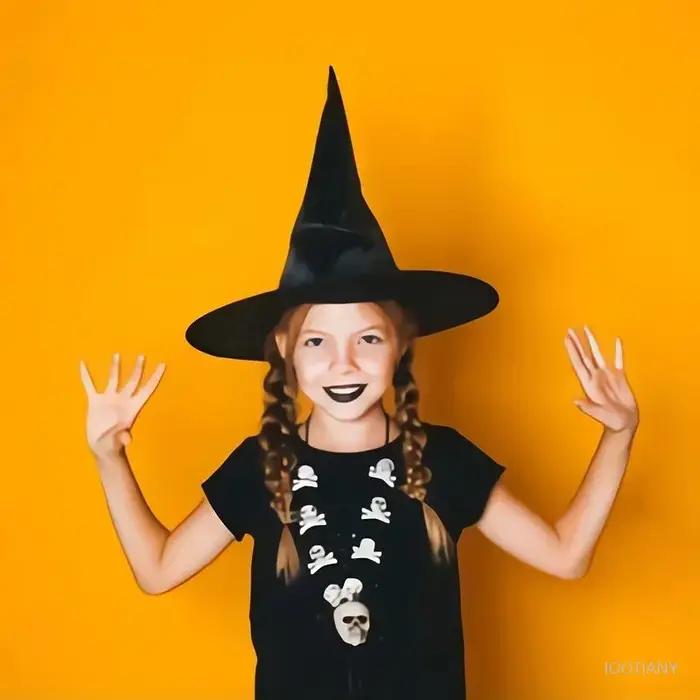 Chapeau de sorcière pliable noir pour carnaval d'halloween