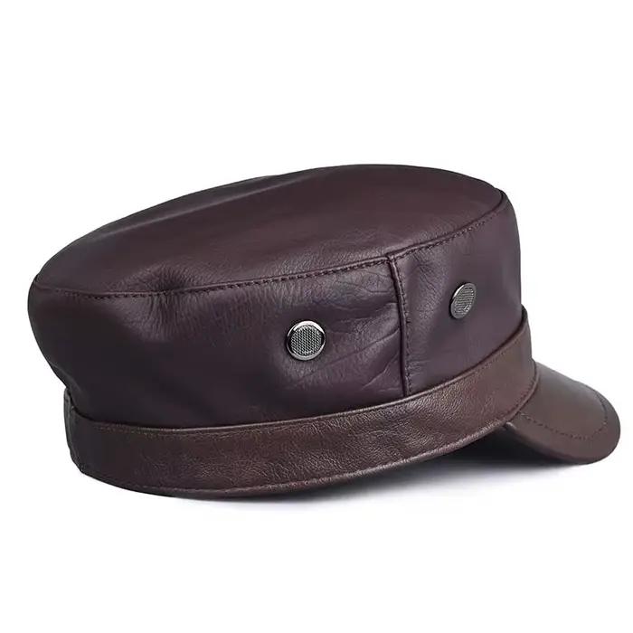 Casquette de baseball en cuir de vachette élégante style militaire vintage pour hommes et femmes occasions décontractées printemps et automne