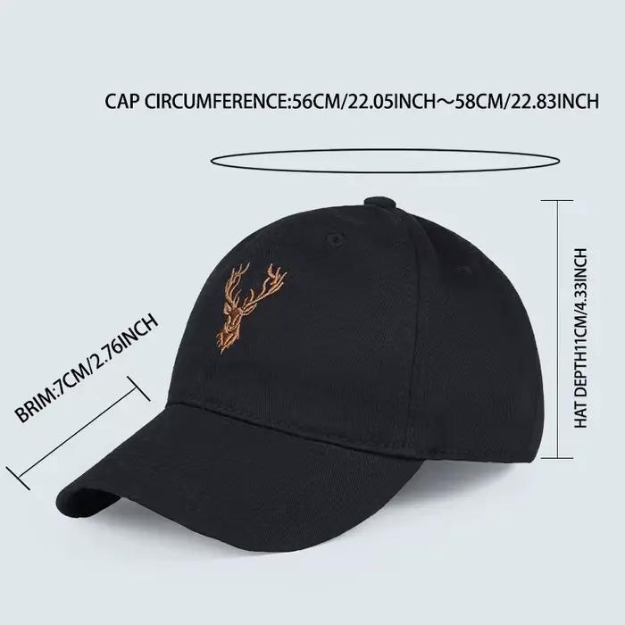Casquette de baseball brodée tête de cerf doré