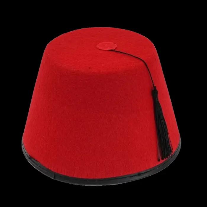 Chapeau Fez Traditionnel en Feutre Rond Rouge Respirant avec Pompons Turcs – Taille Universelle