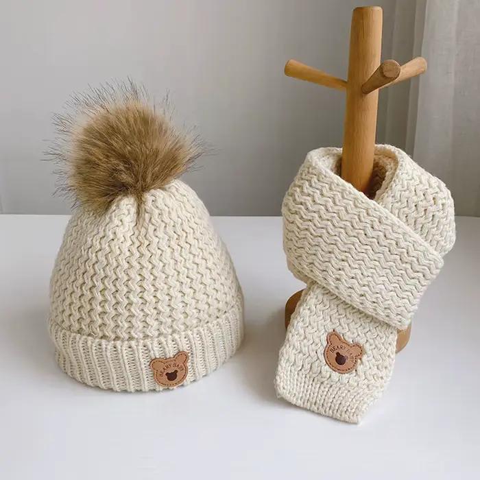 Ensemble chapeau et écharpe en tricot Double vague