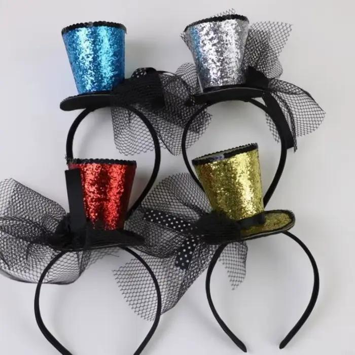 49mf voile haut chapeau fascinateurs Hair Hoop Tea Hat pour filles enfants vintage Pillbox Hat à thé