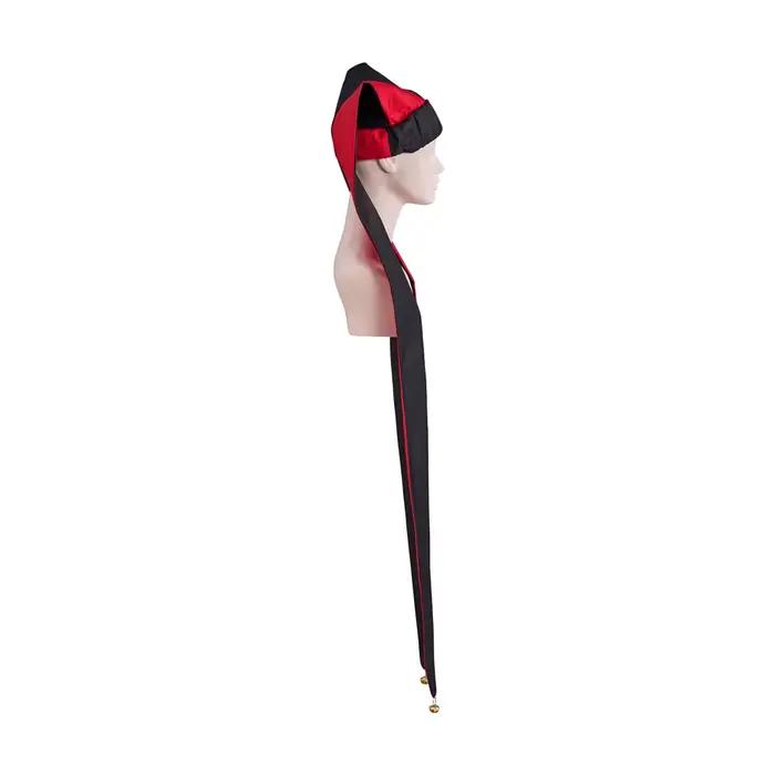 Hearlequin bouffon Cosplay cloches en or rouge et noir chapeau Long unisexe Halloween Clown Costume casquette à la main pour adulte