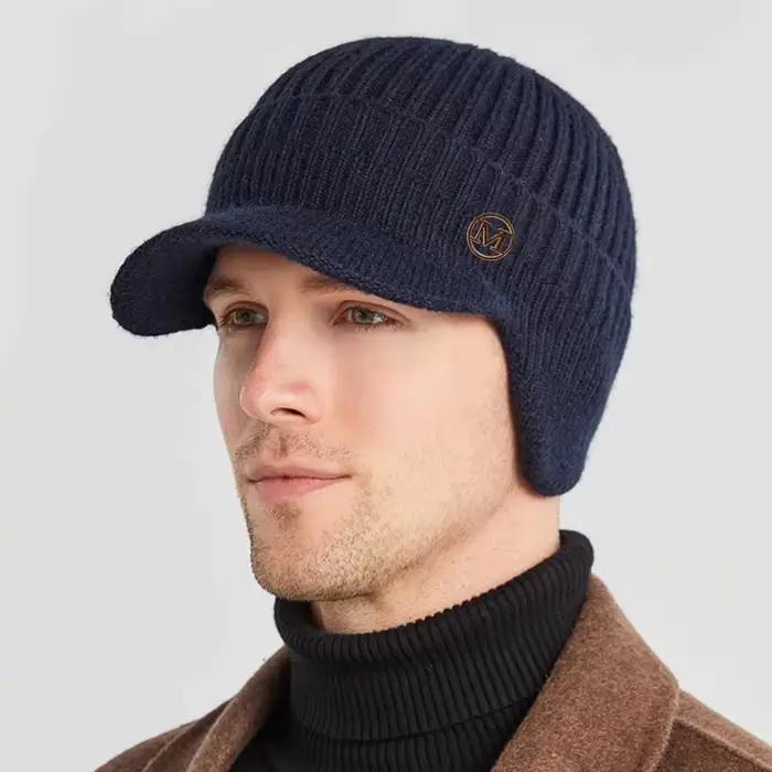 Bonnet pour hommes, doublure polaire épaisse d'hiver