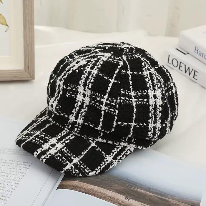 Chapeau Panama pour femmes béret saisonnier à rayures noires et blanches élégant pour femmes sport occassions spéciales et quotidiennes