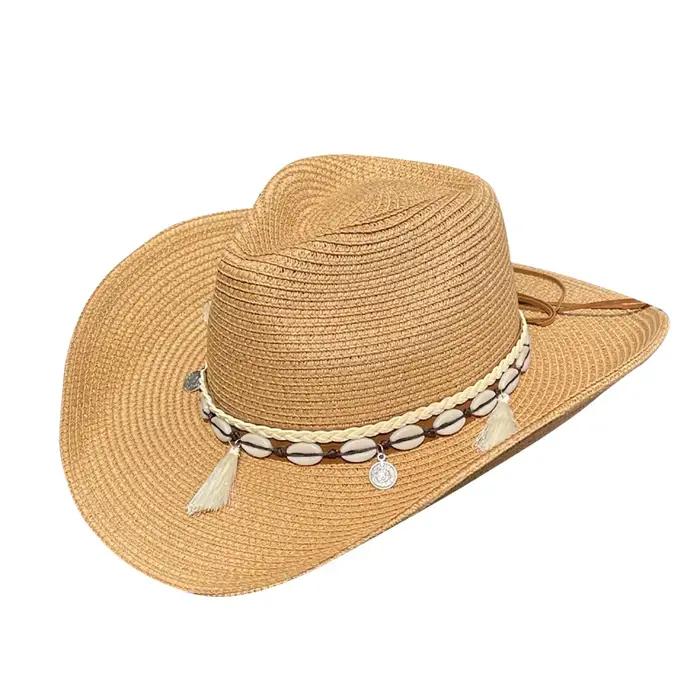 Chapeau de cowboy western à franges coquillage pour hommes et femmes