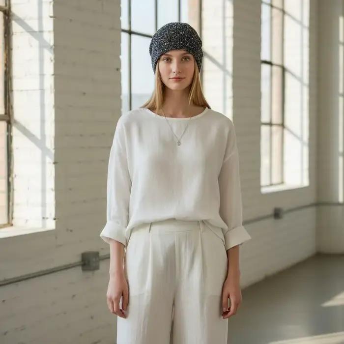 Chapeau coréen ajouré en tricot
