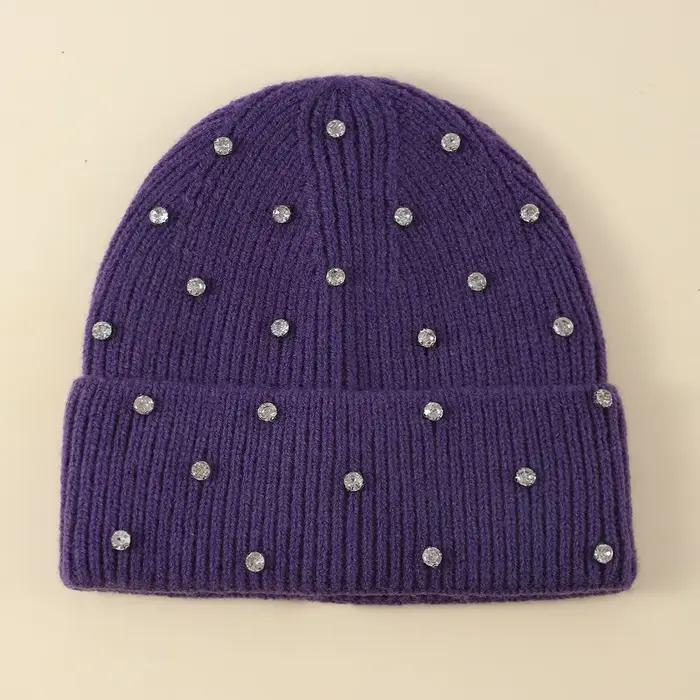 2025 automne hiver nouveau léger luxe eau diamant tricoté chapeau femmes polyvalent chaud Protection des oreilles résistant au froid casquettes tricotées chapeaux