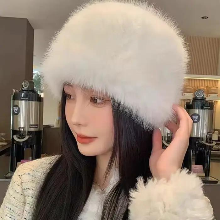Cadeaux de noël chapeau seau en fourrure moelleuse casquette Panama