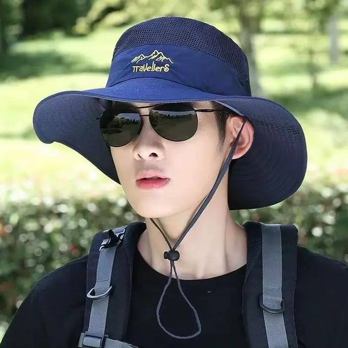 Chapeau de pêche anti-UV pour homme avec large bord