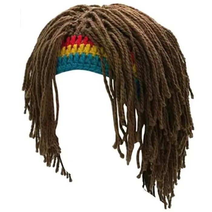 Bonnet Rasta en Crochet Fait Main pour Adultes Chapeau Chaud d'Hiver Hip Hop Gorro Amusant Halloween Fête Noël Anniversaire Pâques